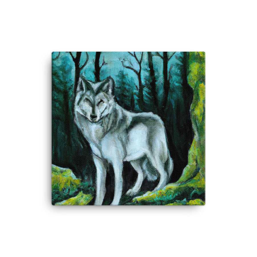 Wolf In Forest Canvas 16x16